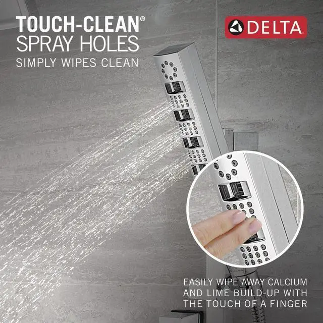Alt view image 6 of 6 - Delta Faucet Tetra H2Okinetic Slide Bar Hand Held Shower with Hose, Chrome Handheld Shower Head, Slide Bar Hand Shower, Handheld Shower, Detachable Shower Head, Lumicoat Chrome 51140-PR