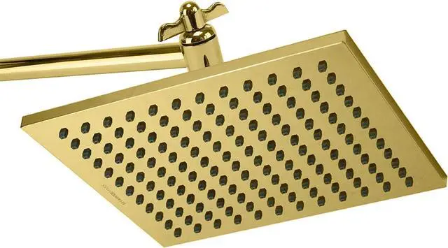 Main image of Luxury Spa Series: ImperialShine Gold Rain Shower Head, 8-Inch Square Rain Showerhead with 360 Tilt, Experience Rainfall with MAXX Comfort and Elegance (Polished Brass/ImperialShine Gold)