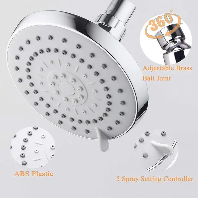 Alt view image 4 of 6 - HarJue High Pressure Shower Head with 11 IN Adjustable Arm, Rainfall with Shower Arm-Make Water Flow Down Vertically for Better Bathing Experience(5 In, Chrome)