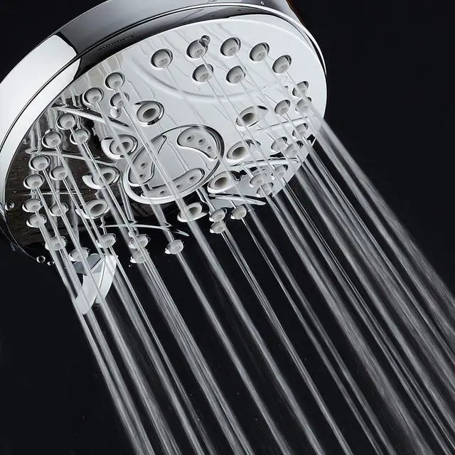 Alt view image 2 of 7 - High Pressure 6-setting Luxury Rain Shower Head  Extra Large Face  Anti Clog Jets  Solid Brass Connection Ball Joint  Angle Adjustable  All Chrome Finish