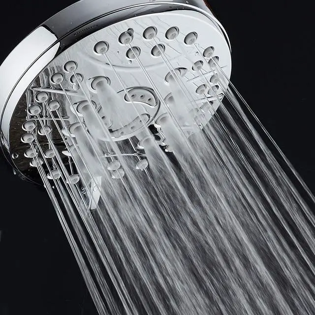 Alt view image 5 of 7 - High Pressure 6-setting Luxury Rain Shower Head  Extra Large Face  Anti Clog Jets  Solid Brass Connection Ball Joint  Angle Adjustable  All Chrome Finish