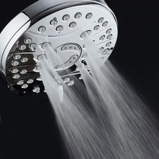 Alt view image 4 of 7 - High Pressure 6-setting Luxury Rain Shower Head  Extra Large Face  Anti Clog Jets  Solid Brass Connection Ball Joint  Angle Adjustable  All Chrome Finish