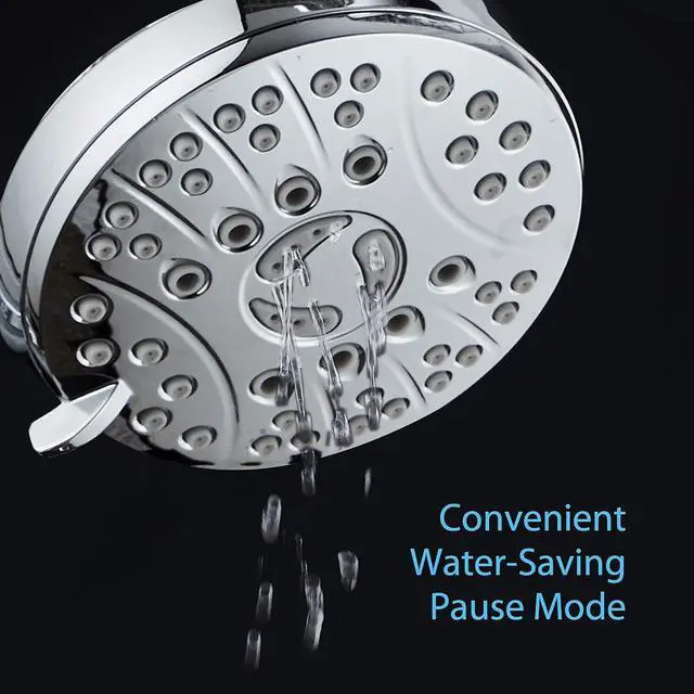 Alt view image 6 of 7 - High Pressure 6-setting Luxury Rain Shower Head  Extra Large Face  Anti Clog Jets  Solid Brass Connection Ball Joint  Angle Adjustable  All Chrome Finish