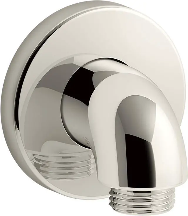 Main image of KOHLER 22172-SN Purist Stillness Wall-Mount Supply Elbow with Check Valve for Handshower Hose, Handheld Shower Elbow, Vibrant Polished Nickel