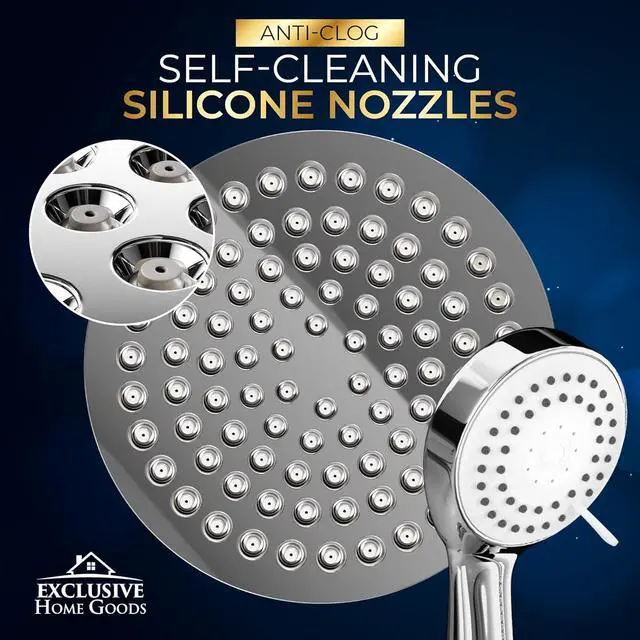 Alt view image 4 of 7 - Shower Head With Handheld Combo, 6 Inch High Pressure Rainfall Showerhead With Hand Held 70 Inch Hose for Bath - Adjustable Swivel Shower Head Spray Anti-leak Nozzles - Universal Fit
