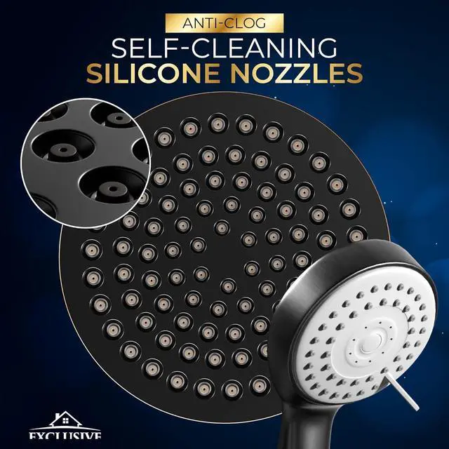 Alt view image 4 of 7 - Shower Head With Handheld Combo, 6 Inch High Pressure Rainfall Showerhead With Hand Held 70 Inch Hose for Bath - Adjustable Swivel Shower Head Spray Anti-leak Nozzles - Universal Fit