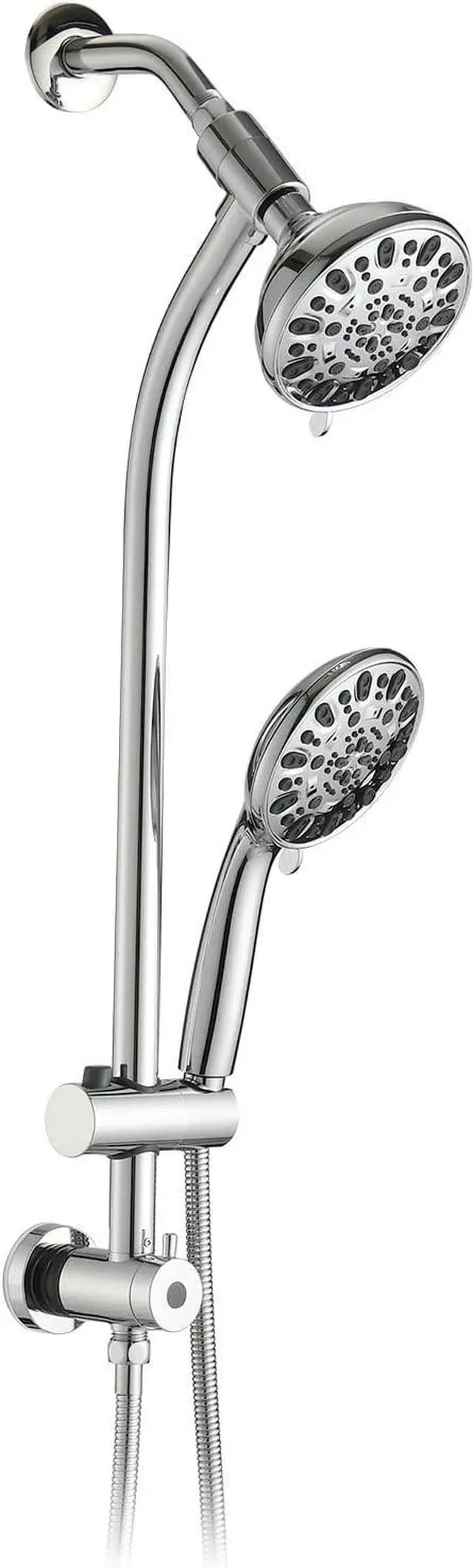 Main image of High Pressure 48-Settings Shower Head with Handheld Shower,Drill-Free 3-Way Diverter for Easy Reach,Adjustable Height Slide Bar Dual Shower Head Combo Set - Chrome