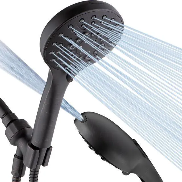 Main image of BRIGHT SHOWERS High Pressure Shower Head with Handheld, 9 Spray Settings Showerhead Built in Power Wash to Clean Tub and Pets, Extra Long 69" Hose, Adjustable Bracket, Oil-Rubbed Bronze