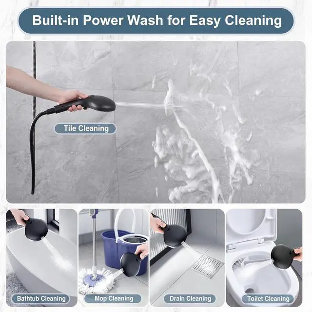 Alt view image 3 of 7 - BRIGHT SHOWERS High Pressure Shower Head with Handheld, 9 Spray Settings Showerhead Built in Power Wash to Clean Tub and Pets, Extra Long 69" Hose, Adjustable Bracket, Oil-Rubbed Bronze