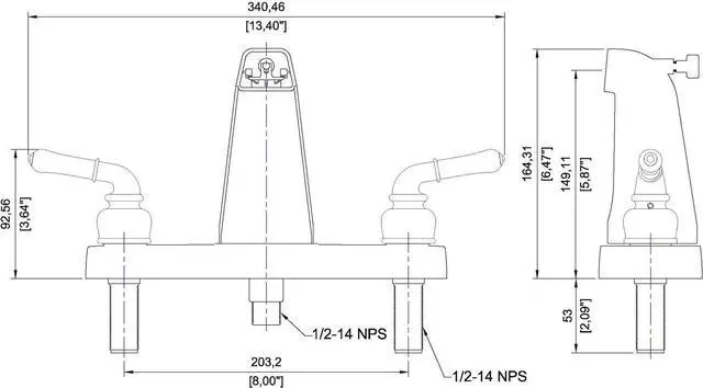 Alt view image 2 of 7 - Laguna Brass 3310BZ/4010BZ Mobile Home Two Handle Non-Metallic 8" Tub Diverter with Shower Head/Arm/Flange, Brushed Bronze Finish