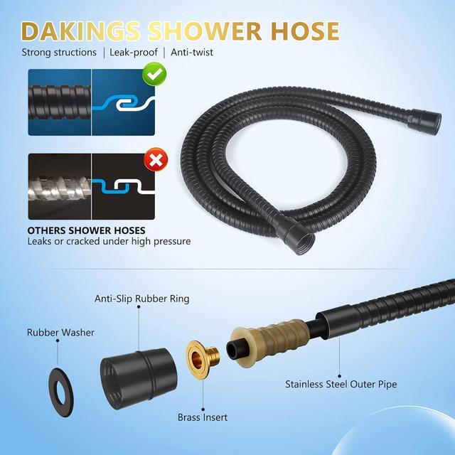 Alt view image 4 of 7 - 6 Spray Modes High Pressure Handheld Showerhead Set Upgraded 5 Inches Shower Head with Handheld Spray Black Handheld Shower Head 60 Inches Stainless Steel Hose-1-Min Install
