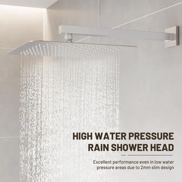 Alt view image 3 of 7 - Esnbia 10" Rain Shower Head, Stainless Steel Rainfall Ceiling Mount Shower Head, Brushed Nickel (Shower Arm NOT Include