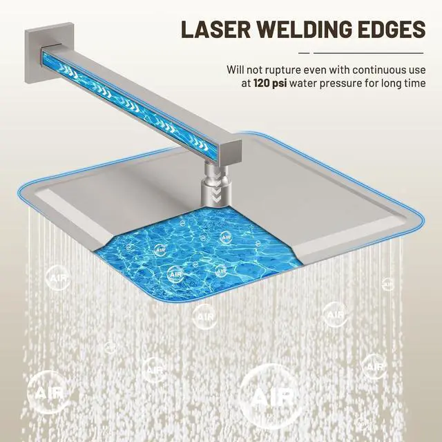 Alt view image 4 of 7 - Esnbia 10" Rain Shower Head, Stainless Steel Rainfall Ceiling Mount Shower Head, Brushed Nickel (Shower Arm NOT Include