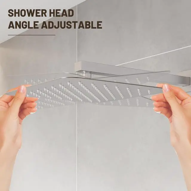 Alt view image 5 of 7 - Esnbia 10" Rain Shower Head, Stainless Steel Rainfall Ceiling Mount Shower Head, Brushed Nickel (Shower Arm NOT Include