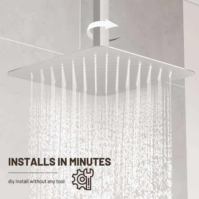 Alt view image 7 of 7 - Esnbia 10" Rain Shower Head, Stainless Steel Rainfall Ceiling Mount Shower Head, Brushed Nickel (Shower Arm NOT Include