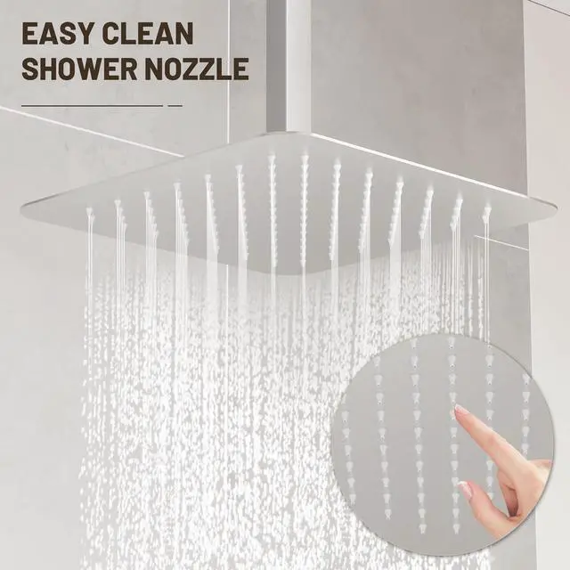 Alt view image 6 of 7 - Esnbia 10" Rain Shower Head, Stainless Steel Rainfall Ceiling Mount Shower Head, Brushed Nickel (Shower Arm NOT Include
