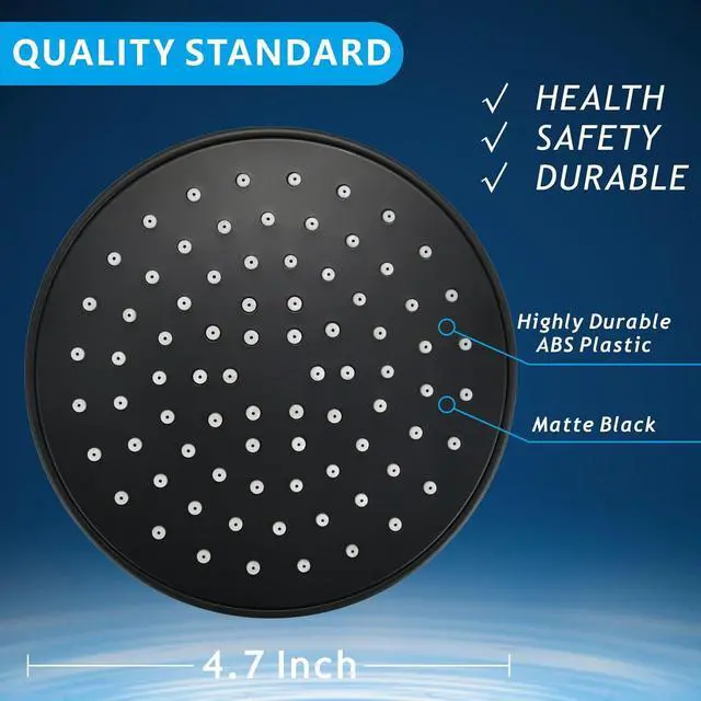 Alt view image 5 of 7 - High Pressure Shower Head - 4.7 Powerful Bathroom Pressure Boosting Rain Showerhead - Perfect Universal Replacement for Rainfall Shower Heads (2 Pack,Matte Black)