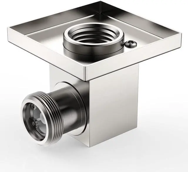 Alt view image 5 of 7 - Wall Mounted Supply Elbow, Wall Elbow for Hand Shower, Solid Brass Square Wall Supply Elbow, Check Valve Included (Square, Brushed Nickel)