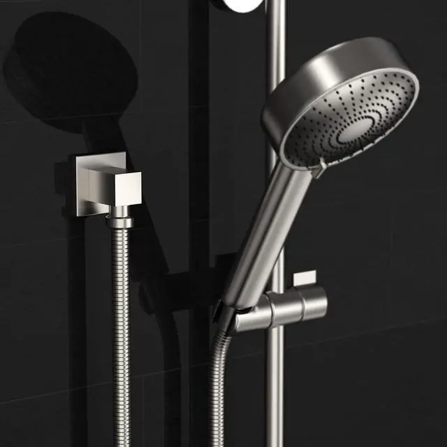 Alt view image 6 of 7 - Wall Mounted Supply Elbow, Wall Elbow for Hand Shower, Solid Brass Square Wall Supply Elbow, Check Valve Included (Square, Brushed Nickel)