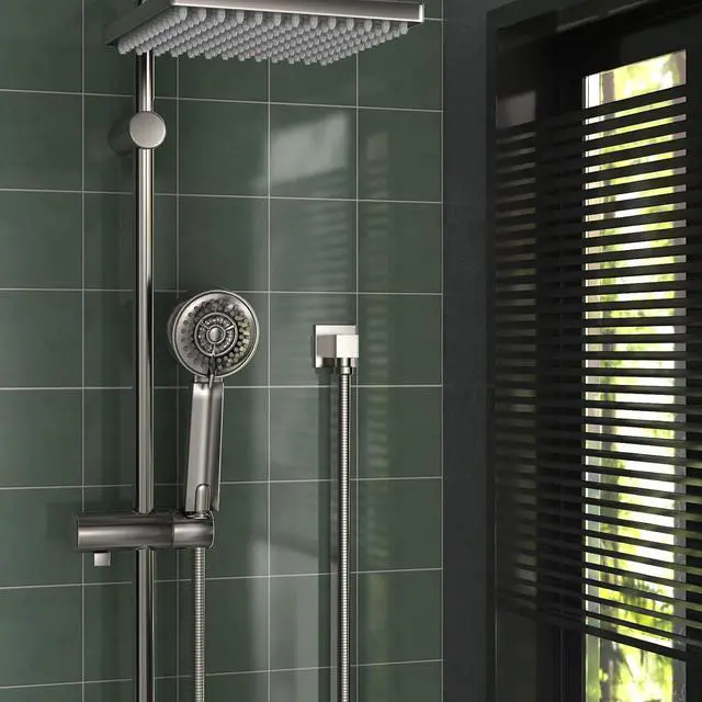 Alt view image 7 of 7 - Wall Mounted Supply Elbow, Wall Elbow for Hand Shower, Solid Brass Square Wall Supply Elbow, Check Valve Included (Square, Brushed Nickel)