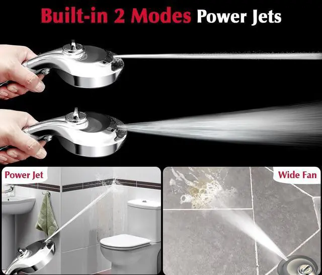 Alt view image 6 of 6 - Filtered Shower Head with Handheld, 10-Mode High Pressure Water Flow and 15 Layer Filters for Hard Water, Handheld Shower Head with 70 Long Hose, Showerhead with ON/OFF Switch for Pets Bath (Chrome)