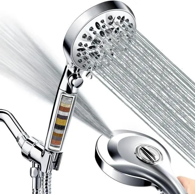 Main image of 2.5GPM Handheld Shower Head with Filter:10 Spray Modes High Pressure Shower Head with ON/OFF Pause Switch, 15 Stage Shower Head Filter for Hard Water Remove Chlorine and Harmful Substances