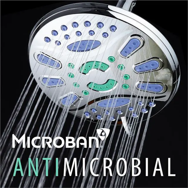 Alt view image 4 of 7 - AquaStar Elite High-Pressure 7" Giant 6-setting Luxury Spa Rain Shower Head with Microban Antimicrobial Anti-Clog Jets for More Power & Less Cleaning! / Solid Brass Ball Join/All Chrome Finish