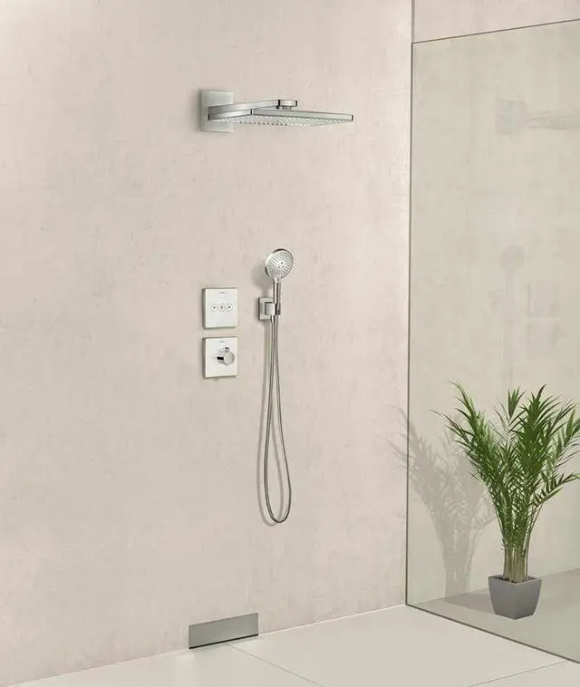 Alt view image 2 of 7 - Wall Supply Elbow with Hand Shower Holder, Keymark Brass Square 1/2Shower Hose Connector, Wall Mount Drop Ell Union Water Outlet, Brushed Nickel