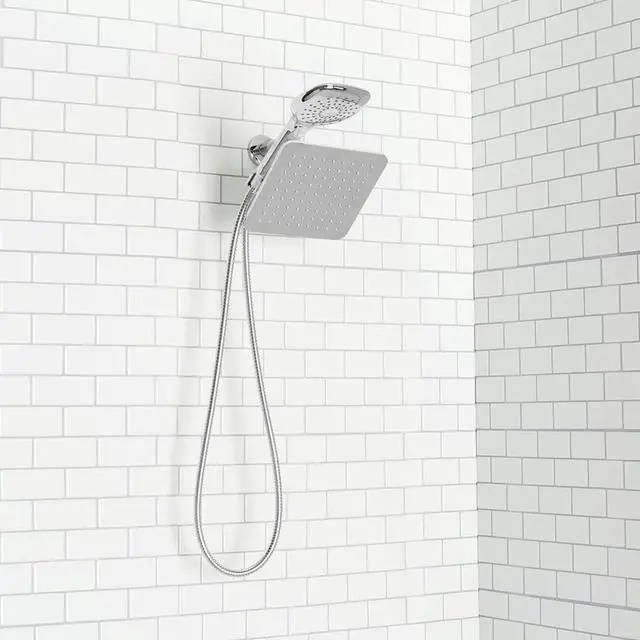Alt view image 6 of 7 - Dual Rainfall Shower Massager by Home Basics | 1.63 GPM, Chrome Finish ABS Plastic with Stainless Steel | 5 Shower Settings, Silicone Jet Nozzles, 5' Hose, 3-Way Diverter