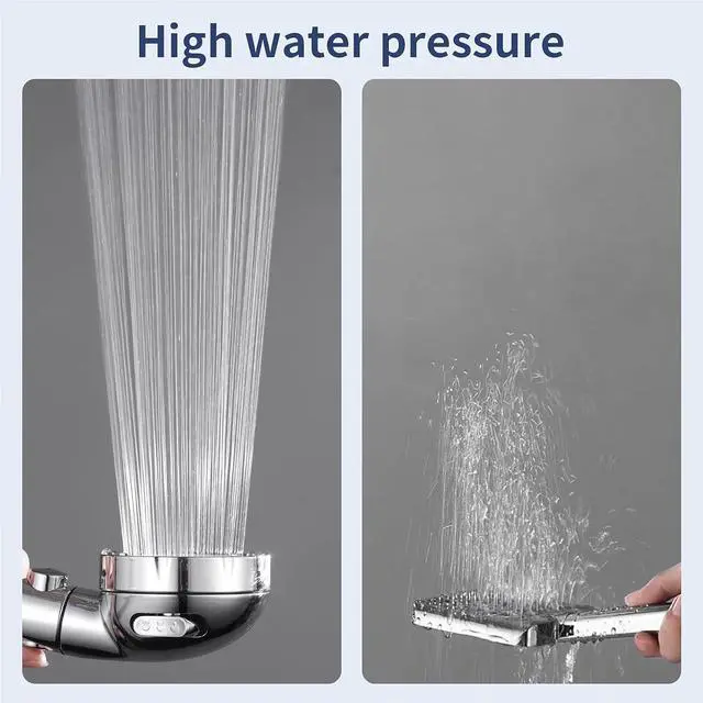 Alt view image 7 of 7 - HANLIAN High Pressure Shower Head with Pause Function, 3 Spray Settings Handheld Shower Head with On Off Switch, Watersaving Detachable Showerhead with 5Ft Stainsteel Hose and ABS Bracket (Chrome)
