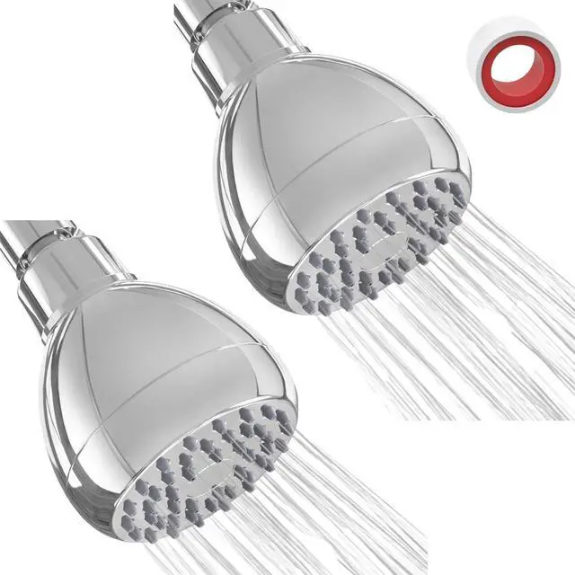 Main image of Shower Head High Pressure 3 Inch Showerhead 2.5 GPM Shower Heads, Adjustable Brass Ball Joint Shower Head, Powerful High Flow Shower Head for Bath Spa Shower, Air Bubble Pressure Shower Head, 2pcs