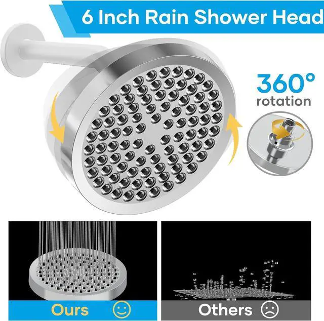 Alt view image 3 of 7 - Shower Head with Handheld Spray Combo,High Pressure Dual Double Rain Shower Head with Handheld 10-Mode 78" Hose Chrome