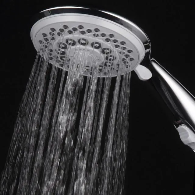 Alt view image 6 of 7 - Hotel Spa High-Pressure 7-Setting Handheld Shower Head with 4-inch Face, Patented Water-Saving ON/OFF Pause Switch, Angle-Adjustable, Easy Tool-Free Installation  Chrome Finish