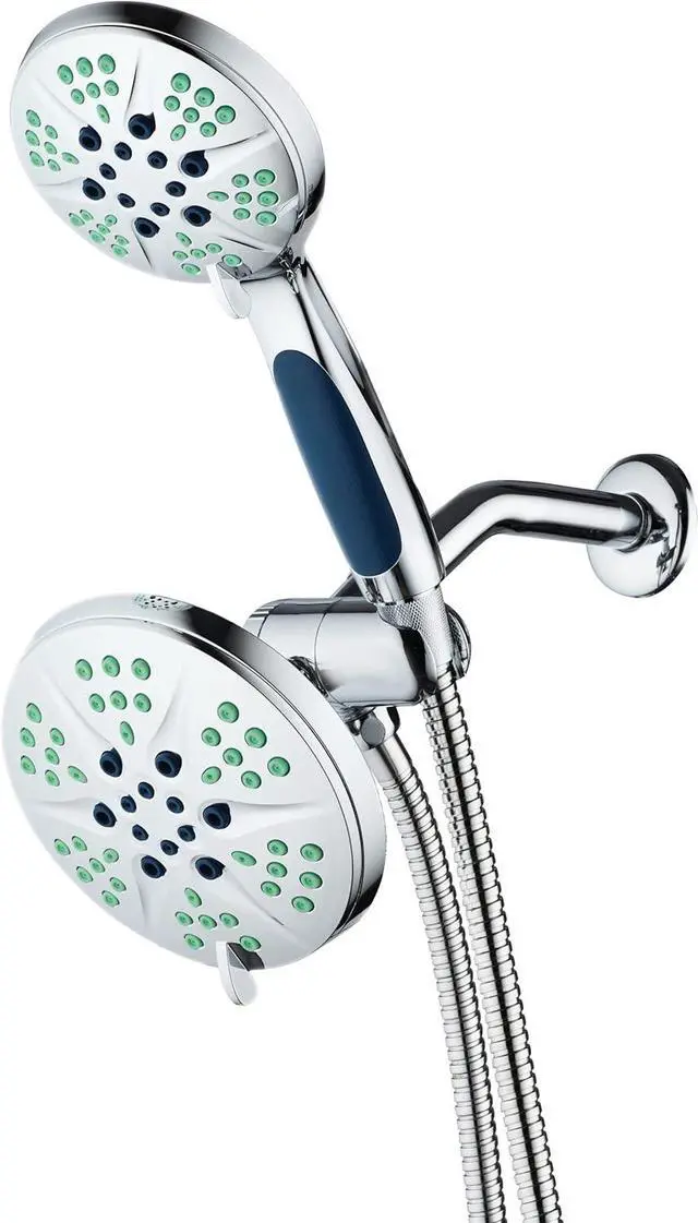 Main image of Hotel Spa NOTILUS High Pressure Luxury 3-in-1 Rain Shower Spa Combo, 2-Zone Anti-Clog Nozzles- 6 Settings, 6'', Anti-Slip Grip, Metal Fittings, Stainless Steel Hose, Chrome