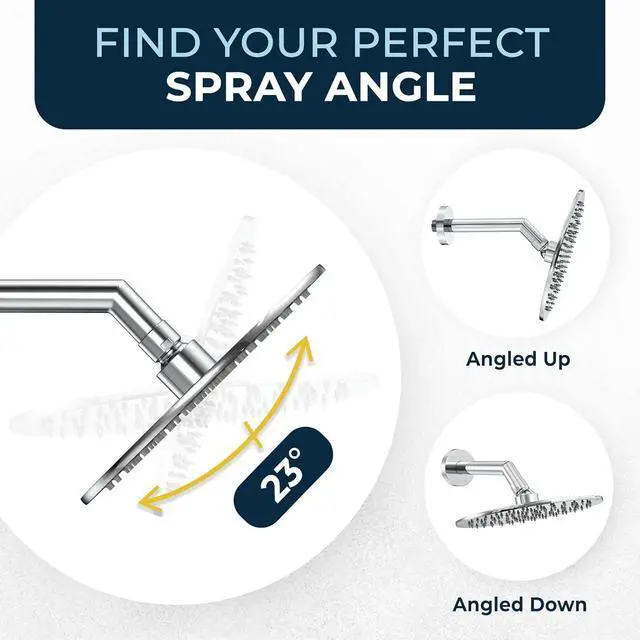 Alt view image 4 of 7 - HammerHead Showers® ALL METAL 8 Inch Rainfall Shower Head  CHROME - Shower Head Rainfall - 2.5 GPM High Flow Shower Head Optimized for Pressure  Large Round Rain Shower Heads