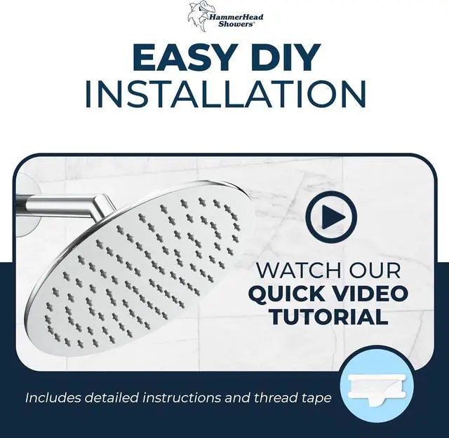 Alt view image 5 of 7 - HammerHead Showers® ALL METAL 8 Inch Rainfall Shower Head  CHROME - Shower Head Rainfall - 2.5 GPM High Flow Shower Head Optimized for Pressure  Large Round Rain Shower Heads