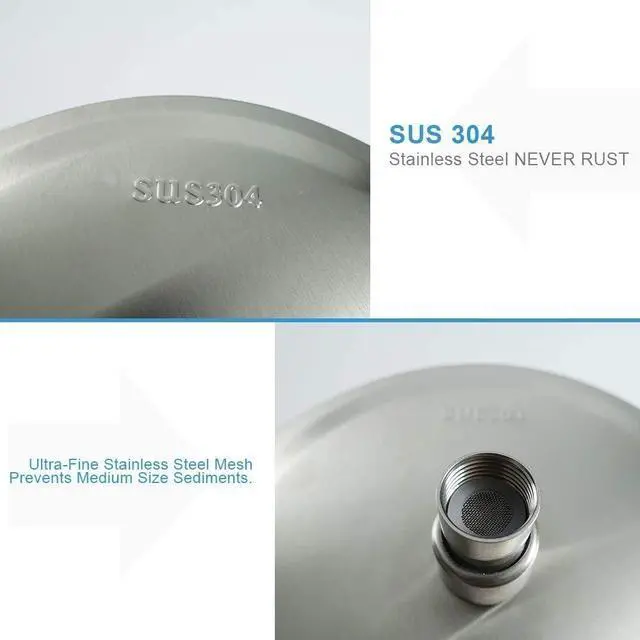 Alt view image 4 of 4 - NearMoon Round Rain Shower Head With Extension Arm, Large Stainless Steel Rainfall Shower-Waterfall Full Body Coverage (12 Inch, Brushed Nickel)