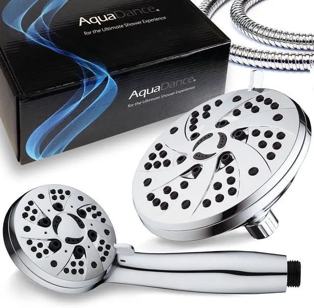 Alt view image 2 of 7 - AquaDance 6-inch High Pressure 3-way Rainfall Shower Combo - Premium 6-Setting Rain Showerhead and 6-setting Hand Held Shower  Chrome Finish
