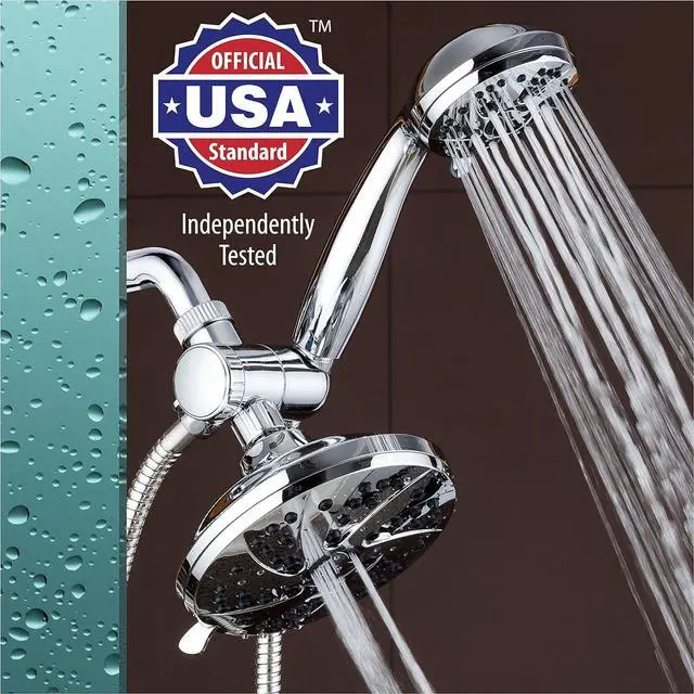 Alt view image 3 of 7 - AquaDance 6-inch High Pressure 3-way Rainfall Shower Combo - Premium 6-Setting Rain Showerhead and 6-setting Hand Held Shower  Chrome Finish