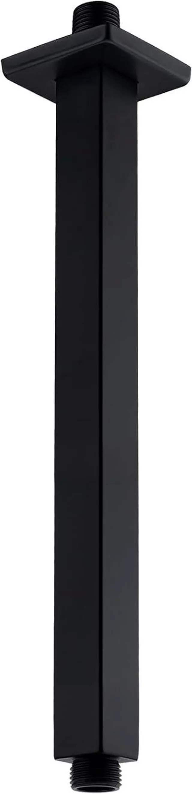 Main image of 12 Inch Square Ceiling Mounted Shower Arm and Flange for Rain Shower Head, Matte Black