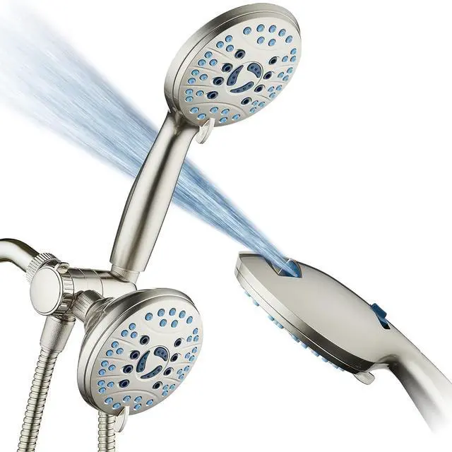 Main image of Hotel Spa AquaCare As-Seen-On-TV High Pressure 48-setting Rain & Handheld 3-way Shower Head Combo - Anti-clog Nozzles/Tub, Tile & Pet Power Wash/Extra Long 6 ft. Hose/Satin Nickel Finish