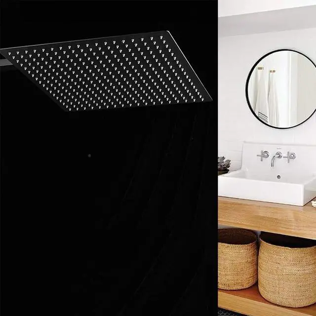Alt view image 7 of 7 - BESy 16 Inch Rain Shower Head, 16" Square Rainfall & High Pressure Stainless Steel Bath Showerhead, 1/16" Ultra Thin, Waterfall Full Body Coverage with Silicone Nozzle, Matte Black Finish