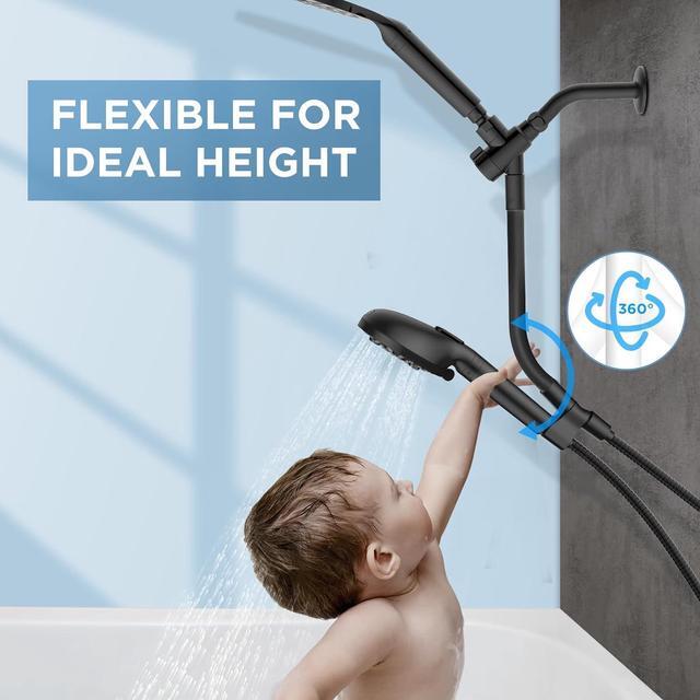 Alt view image 3 of 6 - Dual Filtered Rain Shower Head Combo, High Pressure Handheld Shower Head with Adjustable Bar - Rainfall Shower Head And Showerhead with Filter for Hard Water - Removes Chlorine