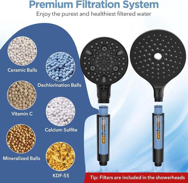 Alt view image 4 of 6 - Dual Filtered Rain Shower Head Combo, High Pressure Handheld Shower Head with Adjustable Bar - Rainfall Shower Head And Showerhead with Filter for Hard Water - Removes Chlorine