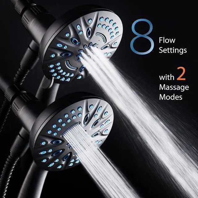 Alt view image 6 of 7 - Magneton High-Pressure 8-mode Handheld Shower Head with Magnetic Guidance Docking System - 2 Magnetic Brackets, 5 inch Face, Hygienic Jets, 6 ft. Stainless Steel Hose/ORB Finish