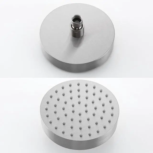 Alt view image 7 of 7 - RANDOM Brushed Nickel Shower Head 6 Inch Round Rain Shower Head With Shower Arm with 360 Adjustable Swivel Ball Joint & Filter Solid Stainless Steel High Pressure Rain Shower Head Luxury Modern Look