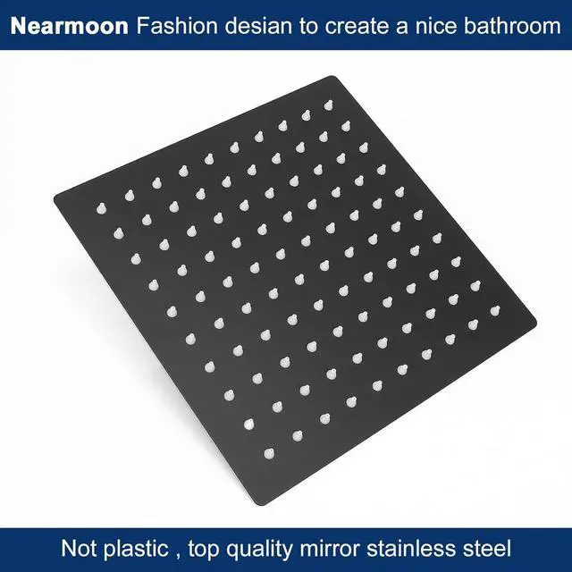 Alt view image 4 of 7 - NearMoon Rain Shower Head With Shower Arm, Ceiling Mount Square Shower, Stainless Steel Ceiling Rainfall Showerhead- Waterfall Full Body Coverage (8 Inch, Matte Black)