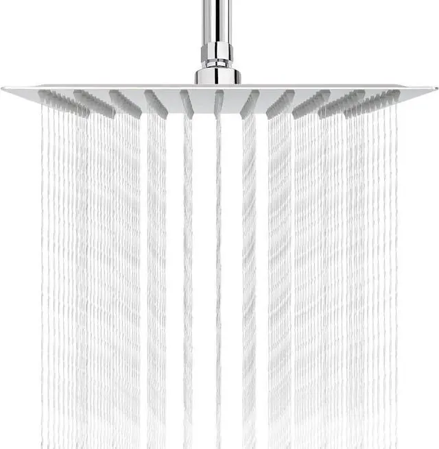 Main image of NearMoon Rain Shower Head, High Flow Stainless Steel Square Rainfall Shower, High Pressure Design, Awesome Shower Experience Even At Low Water Flow (10 Inch, Chrome Finish)