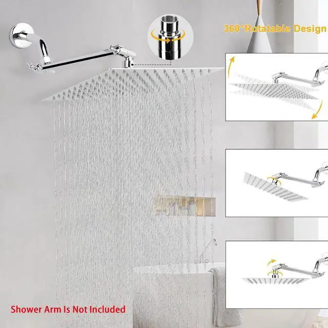 Alt view image 5 of 6 - NearMoon Rain Shower Head, High Flow Stainless Steel Square Rainfall Shower, High Pressure Design, Awesome Shower Experience Even At Low Water Flow (10 Inch, Chrome Finish)