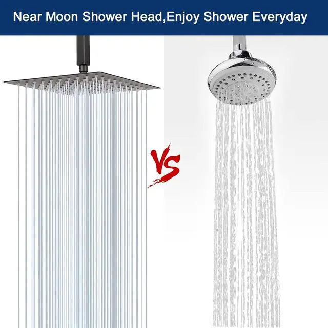 Alt view image 6 of 7 - NearMoon Rain Shower Head With Shower Arm, Ceiling Mount Square Shower, Stainless Steel Ceiling Rainfall Showerhead- Waterfall Full Body Coverage (8 Inch, Matte Black)